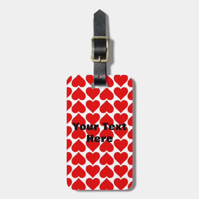 Red Hearts (Valentine) Personalised Luggage Tags (Front Vertical)