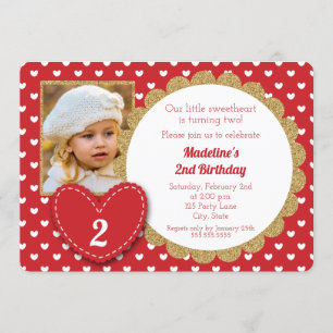 Red Hearts Valentine's Day Birthday Invitation