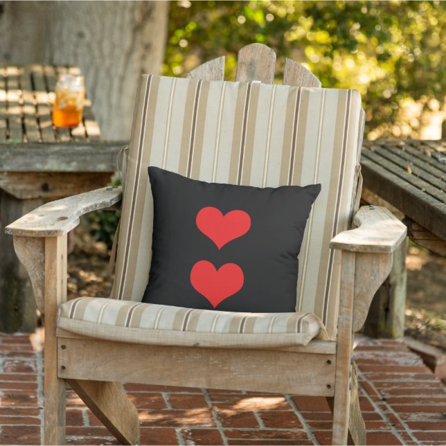 Red Hearts Valentine's Day Black Custom Colour Gif Cushion (Chair)