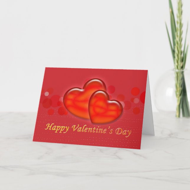 Red Hearts Valentine's Day Day Greeting Card (Front)