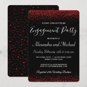 Red Hearts Valentine's Day Engagement Party Invitation