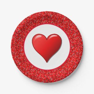 Red Hearts Valentine's Day Holiday Paper Plate