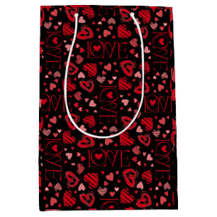 Red Hearts Valentine's Day Love Medium Gift Bag