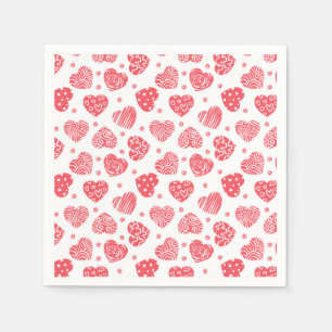 Red Hearts Valentine's day Love Napkin