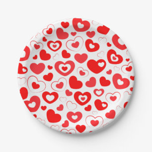 Red Hearts Valentine's Day Paper Plate