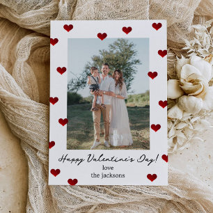 Red Hearts Valentine's Day Photo Holiday Card
