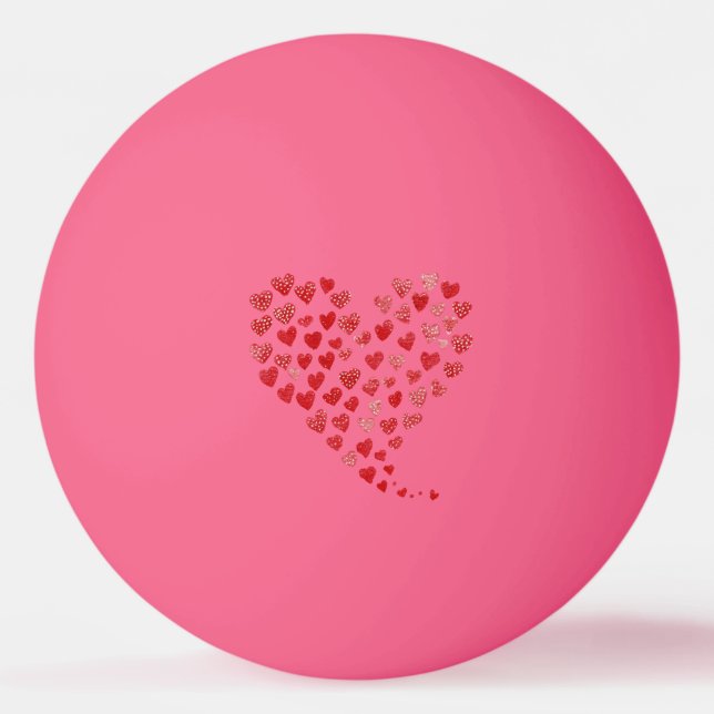 Red Hearts Valentine's Day Ping Pong Ball (Back)