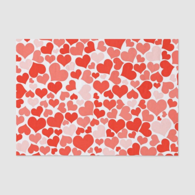 RED HEARTS Valentine's Day Tissue Paper (Front)