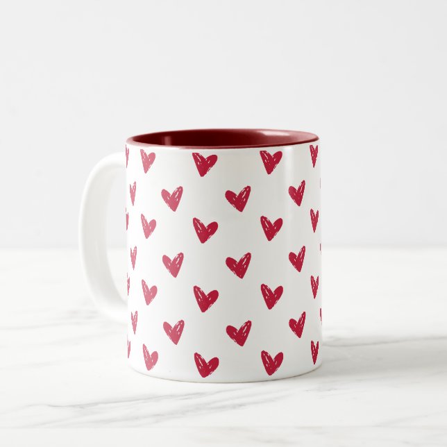 Red hearts, Valentine's Day   Two-Tone Coffee Mug (Front Left)