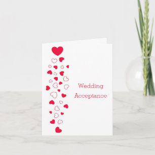 Red Hearts Valentines Day Wedding Acceptance Thank You Card