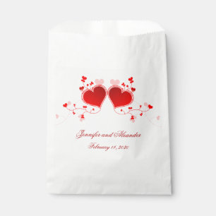 Red Hearts Valentine's Day Wedding Paper Favour Ba Bags