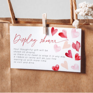 Red Hearts Valentines Display Shower Bridal Enclosure Card