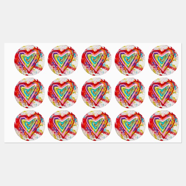 Red Hearts Waterproof Labels (Sheet)