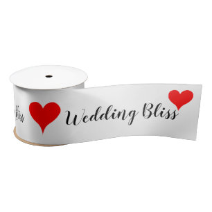 Red Hearts Wedding Bliss 3 INCH Satin Ribbon