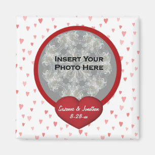 Red Hearts Wedding Photo Magnet