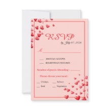 Red Hearts Wedding RSVP Card