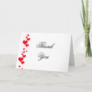 Red Hearts Wedding Thank You Notes