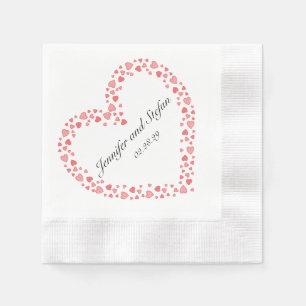 Red Hearts Wedding Valentine's Day Napkins