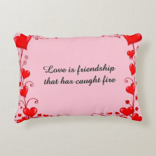 Red Hearts with Floral Design Decorative Cushion