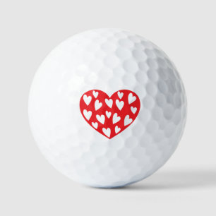 Red Hearts With Little Hearts Golf Balls