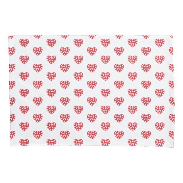 Red Hearts With Little Hearts Pillowcase (Front)