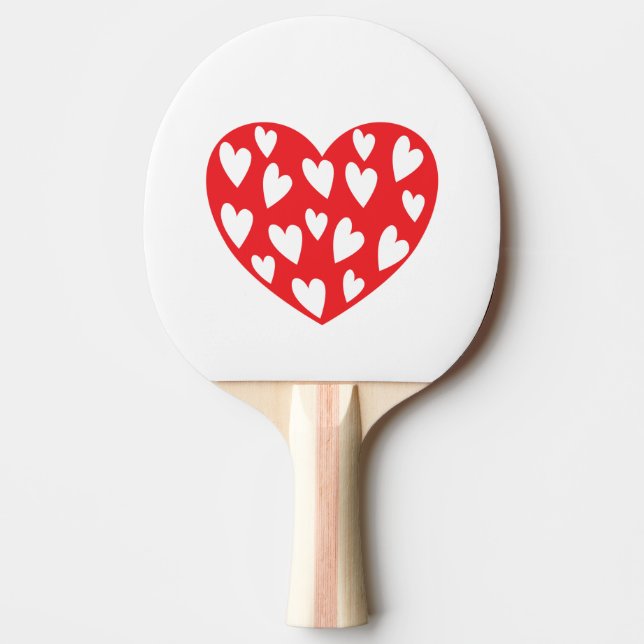 Red Hearts With Little Hearts Ping Pong Paddle (Front)