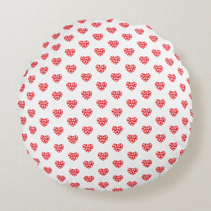 Red Hearts With Little Hearts Round Cushion