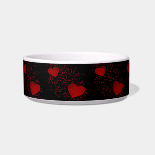 Red Hearts with Sparkles and Dots Pattern Bowl