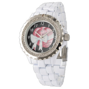 red hearts with white bow original wedding  watch