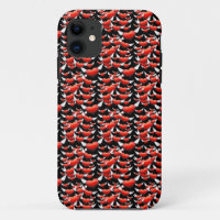 Red Hearts with Wings on Black