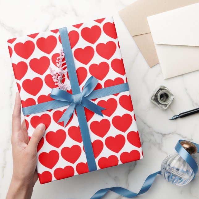 Red Hearts  Wrapping Paper (Gifting)