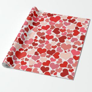 Red hearts wrapping paper