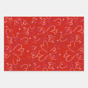 Red Hearts Wrapping Paper