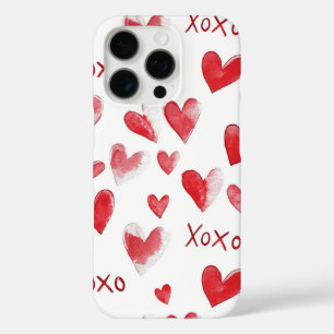 Red Hearts XOXO Love iPhone 16 Pro Case