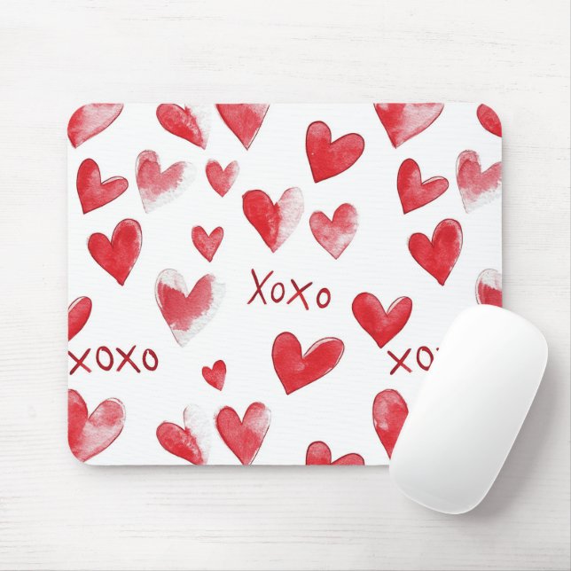 Red Hearts XOXO Love Mouse Mat (With Mouse)