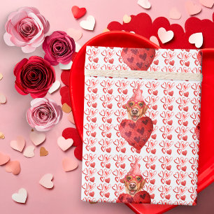 Red Hearts Yellow Labrador Dog Lover Valentine Wrapping Paper