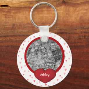 Red Hearts Your Photo Personalised Key Ring