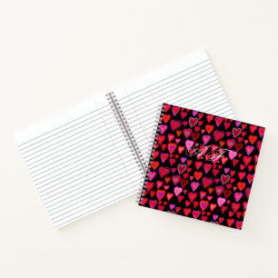 Red hearty design notebook