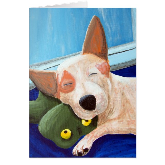 Red Heeler Cuddling Frog Painting (Front)