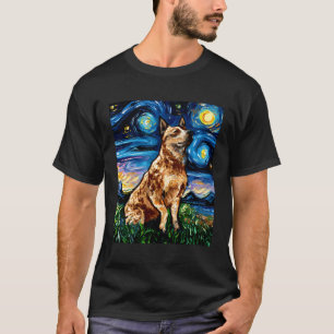 Red Heeler Starry Night Cattle Dog Colourful Art B T-Shirt