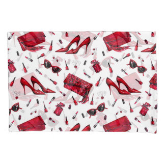 Red heels, fashion accessories pattern. pillowcase