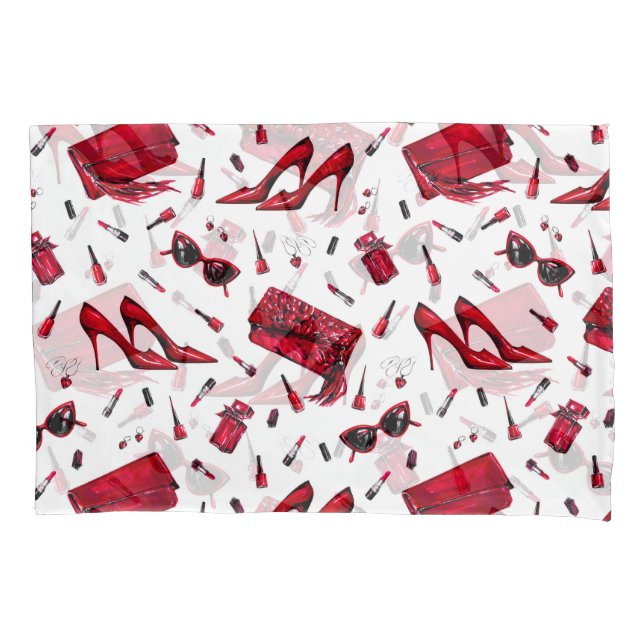 Red heels, fashion accessories pattern. pillowcase (Front)
