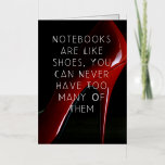 Red Heels Notebooks are like shoes Foil Greeting Card<br><div class="desc">Red Heel Notebooks are like shoes At MotherEagle Inspires, we blend the soul-stirring power of poetry with beautifully crafted everyday items to create gifts that inspire, comfort, and elevate your space. Each product—from mugs and apparel to home décor and stationery—features original poems designed to resonate with your heart and spark joy...</div>
