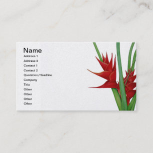 Red Heliconia Watercolour Business Card