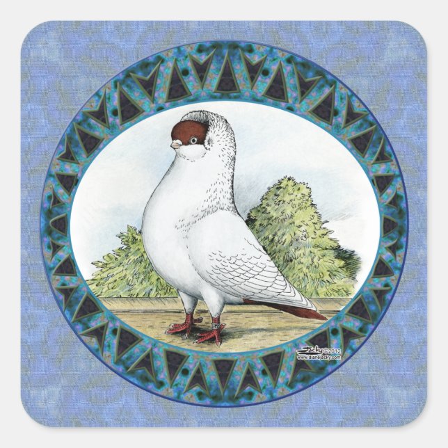 Red Helmet Pigeon Design Square Sticker (Front)