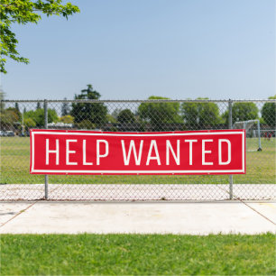 Red Help Wanted Sign Banner