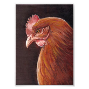 Red Hen Art Portrait Print