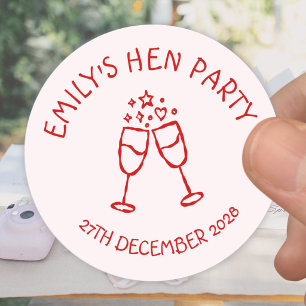 Red Hen Party Bachelorette Toast Classic Round Sticker
