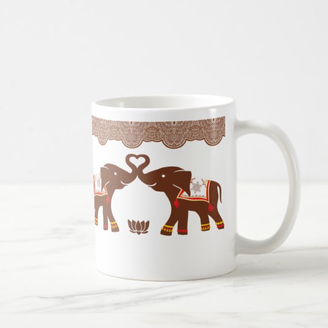 Red Henna Elephant Love Mug (Right)
