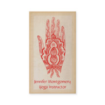 Red Henna Hand Yoga Instructor Business Card